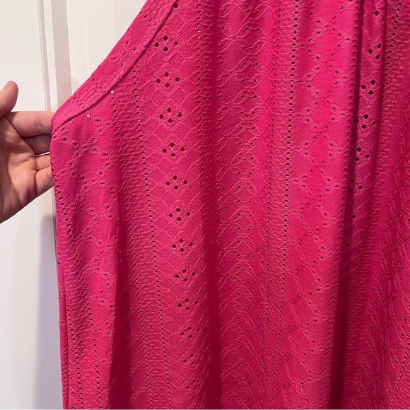 🧁y2k hot pink eyelet halter flowy dress beach cover up cocktail dinner date - Picture 6 of 10